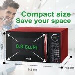 RCA 900W Red Microwave Oven with 10 Power Levels