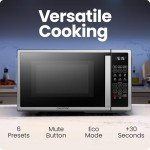 Chefman Digital Stainless Steel 0.9 Cu. Ft. Microwave