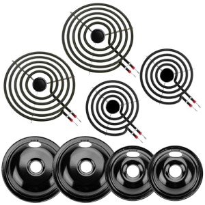 Black Porcelain Drip Pan Set & Burner Element