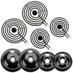 Black Porcelain Drip Pan Set & Burner Element