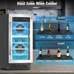 JINJUNYE 15-Inch Dual Zone Wine Cooler