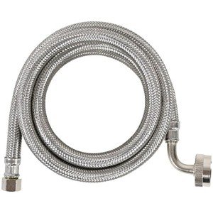 Dishwasher Hose with 90° Elbow, 6ft Stainless Steel