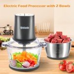 Qinkada Electric Food Processor with 2 Bowls