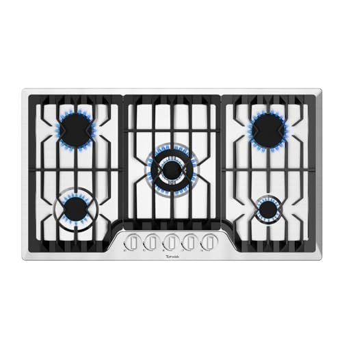 36" Stainless Steel Gas Cooktop with 5 Burners