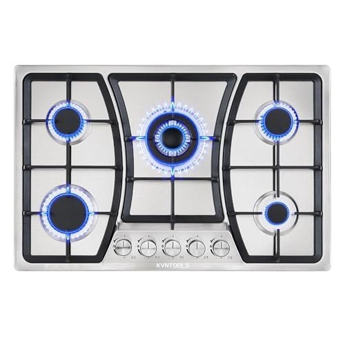 KVNTOOLS 30” Stainless Steel 5-Burner Gas Cooktop