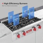 30 Inch Stainless Steel Gas Cooktop with 4 Burners