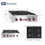 30 Inch Stainless Steel Gas Cooktop with 4 Burners