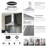 COSMO 36" Wall Mount Range Hood with LED Lights