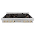 ZLINE 48" Porcelain Gas Rangetop with Gold Accents