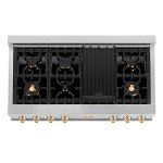 ZLINE 48" Porcelain Gas Rangetop with Gold Accents
