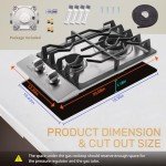 TOPWISH 2-Burner Stainless Steel Gas Cooktop