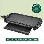 BELLA Electric Griddle with Warming Tray, 10"x18