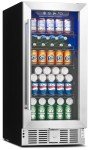 15-Inch Under Counter Beverage Refrigerator with Glass Door
