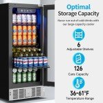 15-Inch Under Counter Beverage Refrigerator with Glass Door