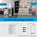15-Inch Under Counter Beverage Refrigerator with Glass Door