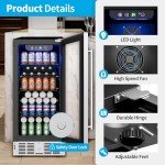 15-Inch Under Counter Beverage Refrigerator with Glass Door