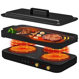 COOKTRON 2-Burner Portable Induction Cooktop with Griddle