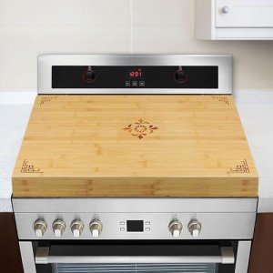 Bamboo Stove Top Cover with Built-In Handles