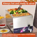 TOPKITCH 3-Pan Countertop Food Warmer Station