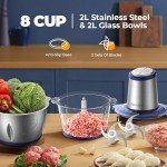 DEVINC Electric Food Processor with 2 Bowls & Blades