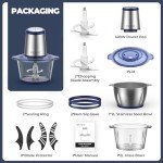 DEVINC Electric Food Processor with 2 Bowls & Blades