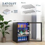 Manastin Mini Beverage Refrigerator with Glass Door