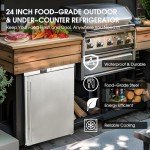 24-Inch Under Counter Outdoor Fridge with Stainless Steel Door