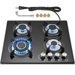 4 Burner Gas Cooktop with Glass Top, 24