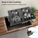 4 Burner Gas Cooktop with Glass Top, 24