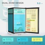 EUHOMY 3.2 Cu.Ft Mini Fridge with Freezer