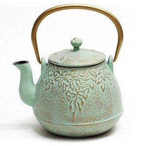 Light Green Cast Iron Japanese Teapot with Infuser
