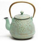 Light Green Cast Iron Japanese Teapot with Infuser
