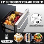 24" Outdoor Beverage Refrigerator with Double Zone