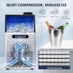 Under Counter Stainless Steel Ice Maker, 80LBS/24H
