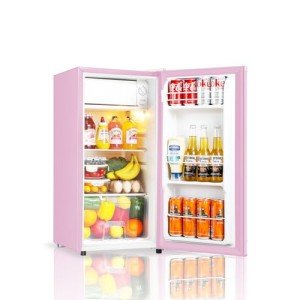 Seaoola Compact Mini Fridge with Freezer (Pink)