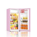 Seaoola Compact Mini Fridge with Freezer (Pink)