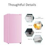 Seaoola Compact Mini Fridge with Freezer (Pink)
