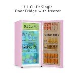 Seaoola Compact Mini Fridge with Freezer (Pink)
