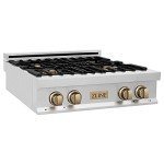 ZLINE 30" Porcelain Gas Rangetop in Stainless Steel