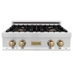 ZLINE 30" Porcelain Gas Rangetop in Stainless Steel