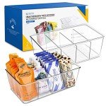 Clear Kitchen Organization Bins with Dividers (2 Pack)