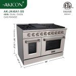 Akicon 48" Gas Range with Double Oven & Griddle