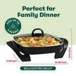 Bella 12-Inch Electric Skillet with Glass Lid