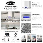 COSMO 30" Island Mount Range Hood with LED Lights