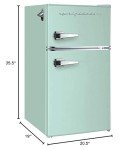 Mint Retro Mini Fridge with Freezer & Opener