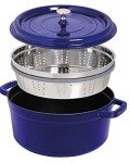 Dark Blue Staub 26cm Round Cocotte with Steamer