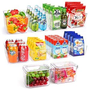 10 Clear Refrigerator Pantry Organizer Bins Set