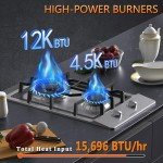 12-Inch Dual Burner Gas Cooktop, Stainless Steel