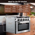 AMZCHEF RV Propane Range Oven with 3 Burners