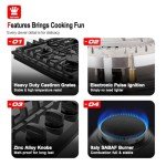 30-Inch Black Gas Cooktop with 4 Burners
